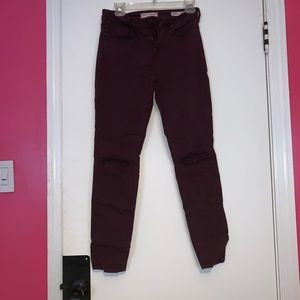 ankle burgundy jeans